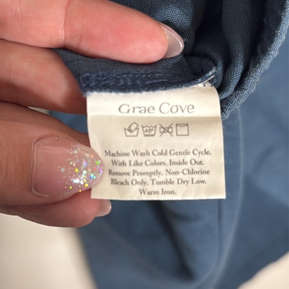 Grae Cove Blue Linen Cotton Pull On Pants Size XL - Picture 4 of 6